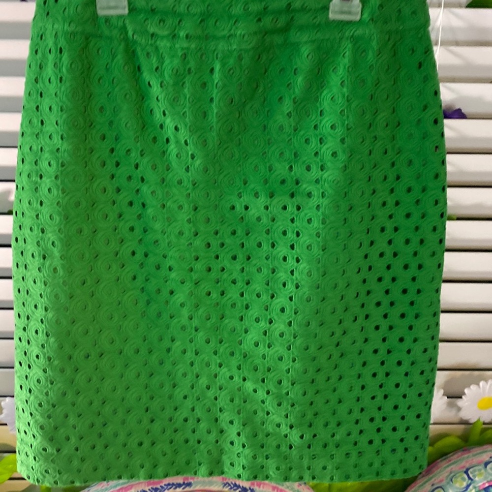 Talbots bright green eyelet skirt
